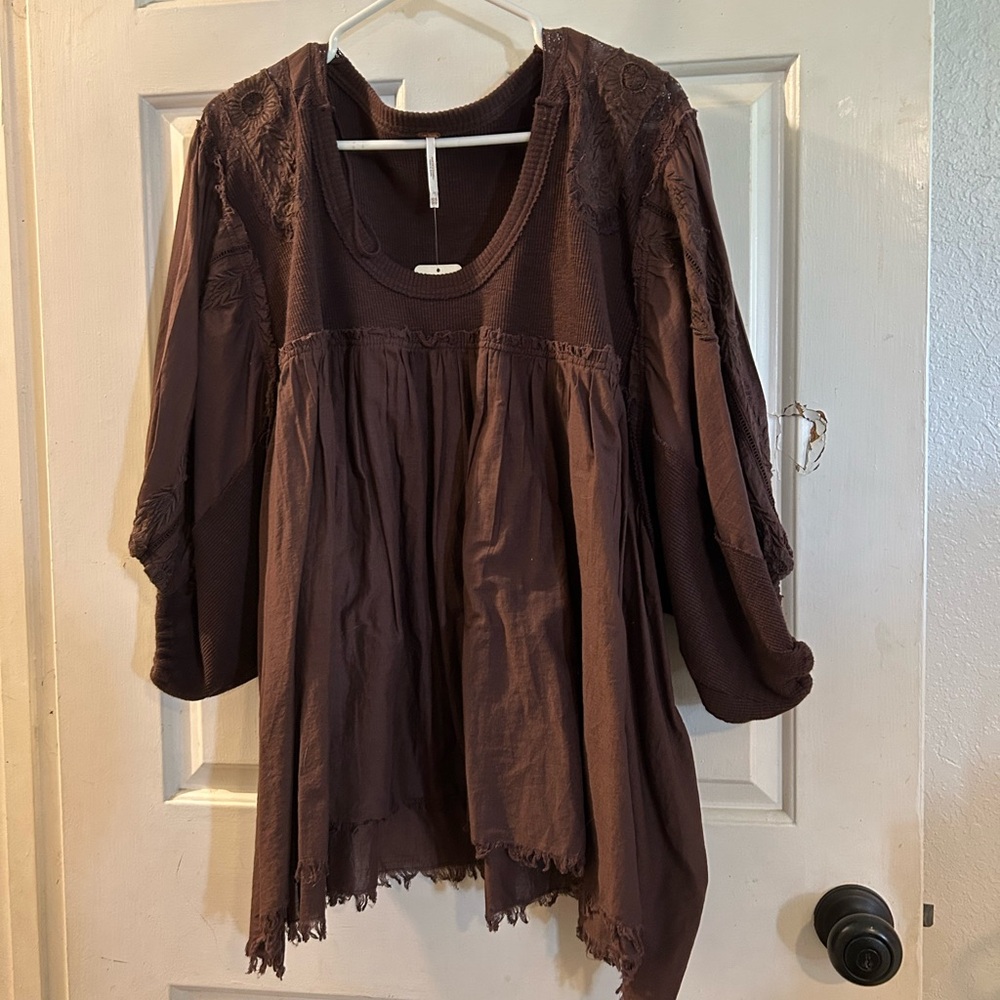 Free People Brown Boho Tunic Top